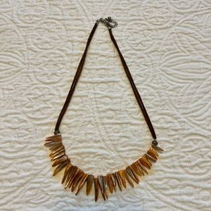 Suede and Orange Stone Statement Necklace